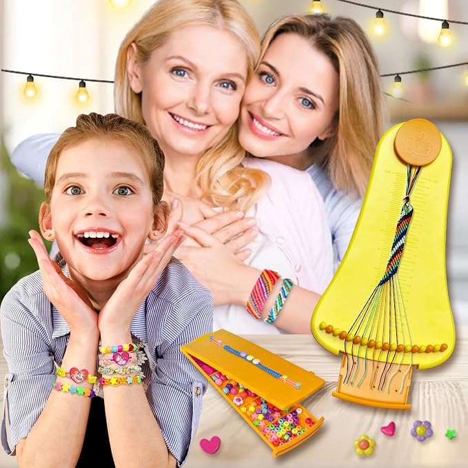 Friendship Bracelet Making Kit toys ,ages for 8 9 10 11 12 Year Old Girls, Kids Travel Activity Set,diy kit,Arts and Crafts Bracelets String Maker Kit ,Great Christmas Birthday Gifts (orange-yellow)
