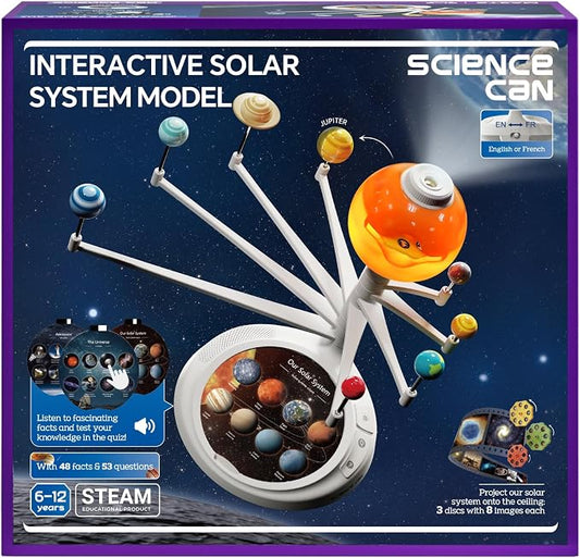 Science Can Solar System for Kids, Interactive Talking Solar System Model | HD Space Projector w/ 8 Planets, Bilingual EN/FR, Knowledge & Quiz Mode, STEM Space Toys Gifts for 6 7 8 9 10 Years Old Boys