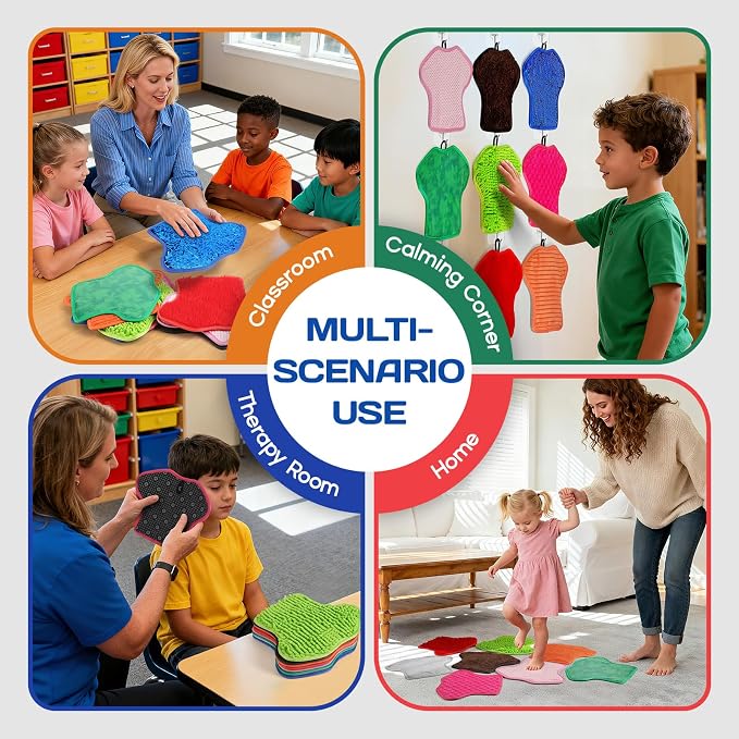 Upgraded Sensory Mats w/Activity Book, Sensory Toys for Kids with Autism (11 x 9 inches), Tactile Wall Panel Montessori Toy, Sensory Room Must Haves for Calming & Focused Learning