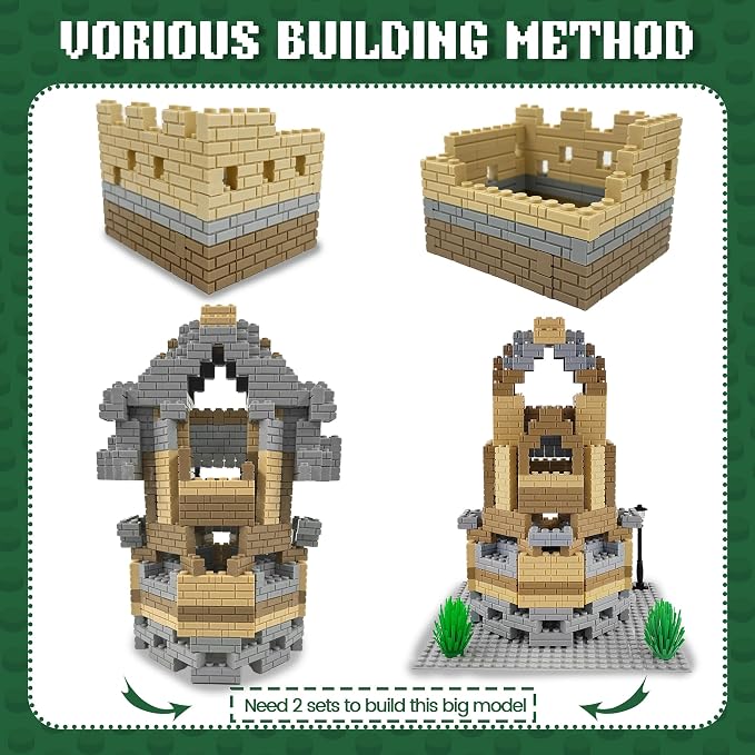 Masonry Profile Building Bricks Set, Building Blocks Includes Medium Building Brick Parts, Base Plate, Tall Streetlamp and Prickly Bushes Compatible with Major Brands Classic