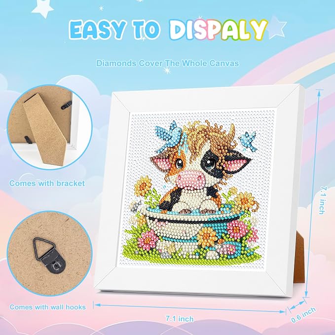 Diamond Art Kits with Wooden Frame - Arts and Crafts - Dimond Art Painting by Numbers - GEM Art for Beginners Adult Home Wall Decor