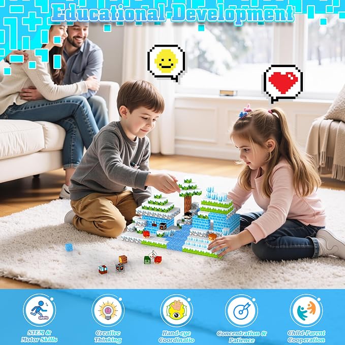 150PCS Magnetic Blocks for Kids Age 3+, Snow World | Magnetic Building Cube, Construction Toys for Boys & Girls Age 3-4 5 6 7 8-12, Sensory Tiles Building Gift for Birthday