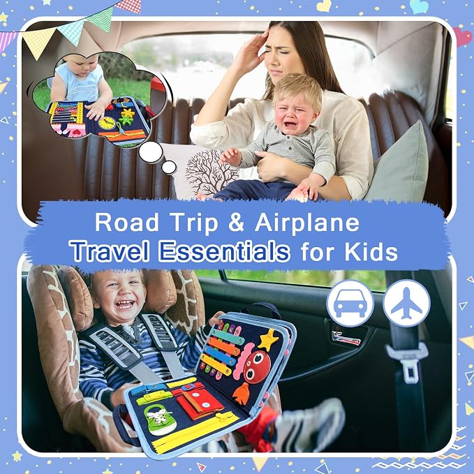 Busy Board Montessori Toys for Toddler Boy Girl Gifts Busy Book | Sensory Toys, Airplane Car Travel Toy, Learning Educational Toys, Activity Book, Toddler Activities, Fine Motor Skills