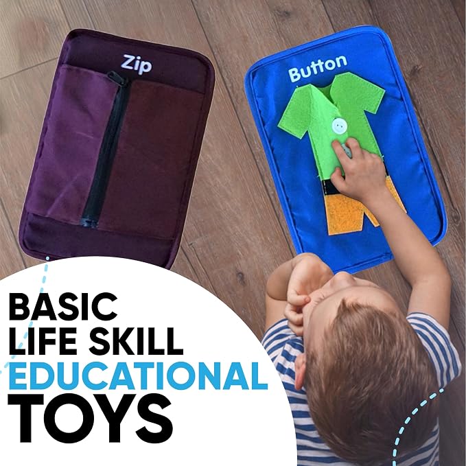 Learning to Dress Busy Board, Montessori Fine Motor Toy for Toddlers