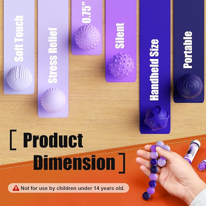 Magnetic Fidget Balls, 12-Pack Silicone Sensory Toys for Adults & Teens | Quiet Stress Relief Balls for Office, Fun Desk Toys with Textures, Calming & Relaxing Gift for Men & Women