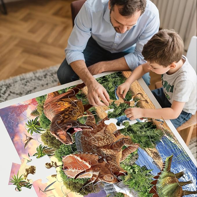 Jumbo Floor Puzzle for Kids,48 Piece Swamp Dinosaur Jigsaw Puzzle Ages 3-8 | Thick Cardboard Swamp Dinosaur Puzzle for Preschool Learning, Toddlers Ages 3-8, 35x24 in Completed,Gift for Boys and Girls
