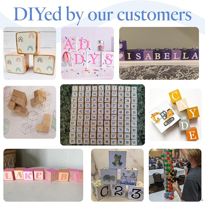 DIY Wood Cubes 1-1/2-inch, Pack of 10 Small Wooden Baby Blocks for Baby Shower, Wooden Blocks for Crafts, STEM, Building, and Blank Wood Dice, by Woodpeckers