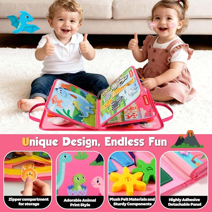 GOLIYEAN Toddler Busy Board - Montessori Toys for Toddler Girl Birthday Gifts, Educational Learning Sensory Busy Book for Toddlers, Quiet Activity Books for Toddlers, Airplane Car Travel Toys