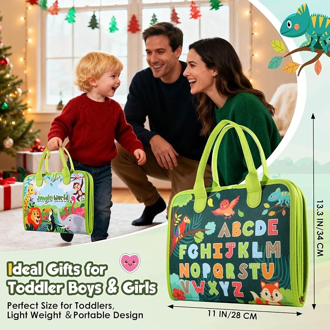 GOLIYEAN Toddler Busy Board - Montessori Toys for 2 Year Old Boy Girl Birthday Gift, Educational Learning Sensory Busy Book for Toddlers, Ages 2-4 Travel Toys for Airplane Car, Toddler Activity Books
