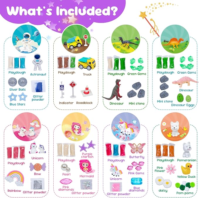 8-Pack Sensory Play Dough Jars, Reusable Play Kit for Kids, Non-Toxic | Preshcool Educational Creative Playdough,Back to School, Birthday Valentines,Party Favors,Goodie Bags,Boy Girl Home Classroom