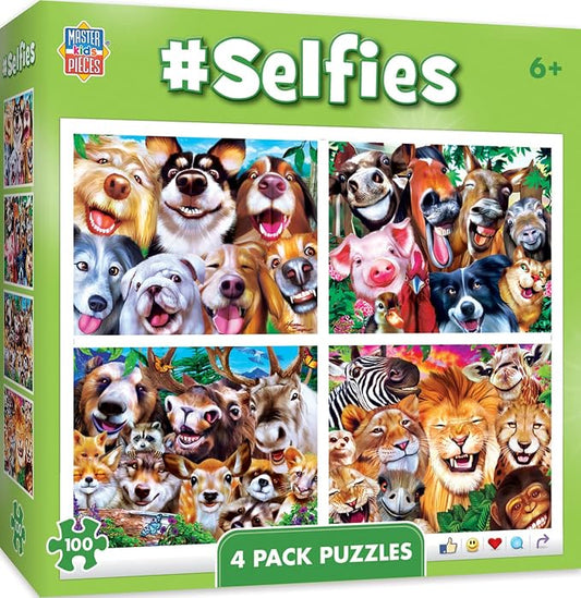 MasterPieces – Jigsaw Puzzle Set for Kids 6+ Years, 4-Pack of 100 Pieces, Educational and Fun Game, Silly Animals Collection, Gift Idea for Children, 8" x 10" | 4 pack 100 piece puzzles for kids ages 6+ with silly animal art, thick pieces, matte finish...