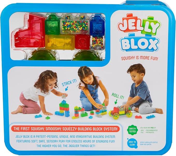 Jelly Blox Vrroom! Truck Kit Includes 35 Blocks, Toddler & Preschool | Building Blocks Kids Can Squeeze, Stretch, Squish | MESH ACCREDITED | Safety Tested Ouch-Free | Sensory Play Toy Ages 2+