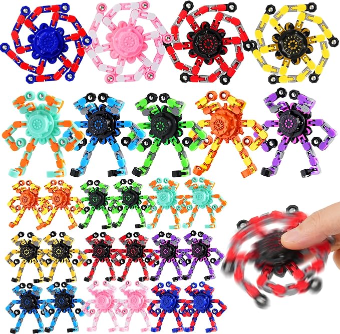 27PCS Transformable Fidget Spinners, Bulk Fidget Party Favors, Sensory Robot Fidget Stress Relief Toys for Kids Boys 8-12,Fingertip Gyros Sensory Toys for ADHD