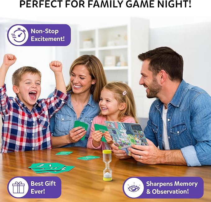 Skillmatics Who Saw What? in 60 Seconds – Memory Card & Board Game for Kids | Fast-Paced Fun for Family Game Night, Quick-Thinking Party Game for Kids,Teens & Adults, Gift for Ages 7, 8, 9 & Up