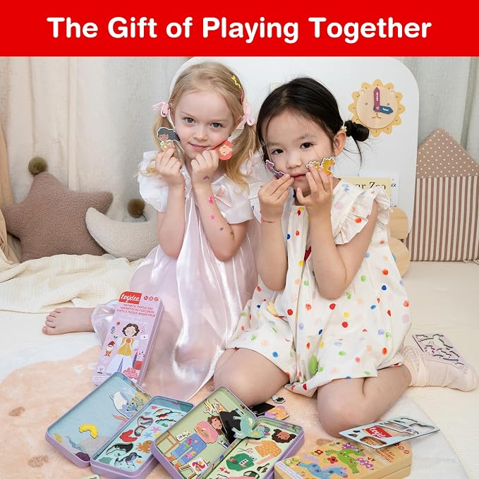 Magnetic Puzzle Box for Kids Ages 3-5, Unicorn Travel Puzzle Game | 30+ Magnetic Pieces, Inspire Fantasy Imagination, Quiet Travel Toy, Gift for Girls and Boys