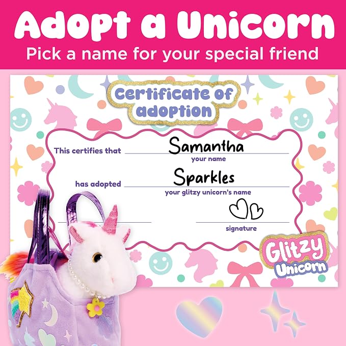 Creativity for Kids Glitzy Unicorn Kit | Adopt, Accessorize & Decorate Your Plush Pet | Toddler Purse & BFF Jewelry | Encourages Imaginative Play & Fine Motor Skills (Ages 4+)