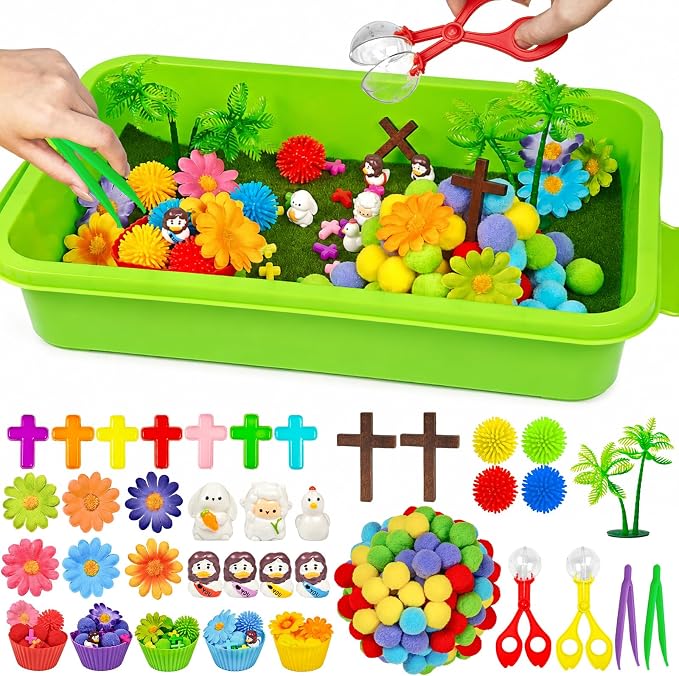 Cinrobiye 209 Pcs Christian Learning Activity Set, Bible Learning Activities with Cross, Faith Inspired Accessories for Sunday School, Church Classroom, Vacation Bible School, Christian Party Supplies