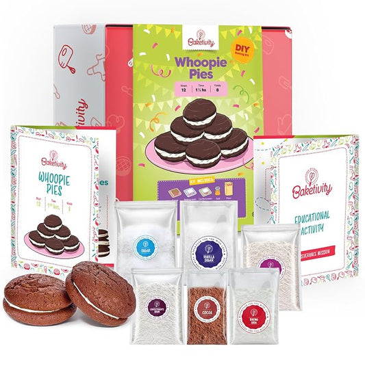 Baketivity Whoopie Pie Kids Baking Kit with Pre-Measured Ingredients | DIY Activity Kit Featuring Easy Recipe, Family Fun, and Delicious Homemade Treats Gift Idea for Boys and Girls Ages 4-12