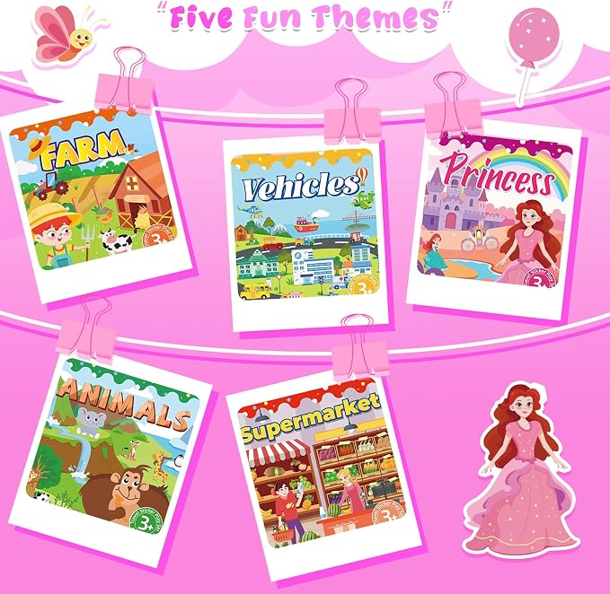 Sticker Books for Toddlers 2-4 Years, 5 Sets Reusable Sticker Books for Toddlers 1-3, Jelly Toddler Stickers Travel Toys for Ages 2+ Kids Boys Girls, Encourages Creativity, Focus, Fine Motor Skills