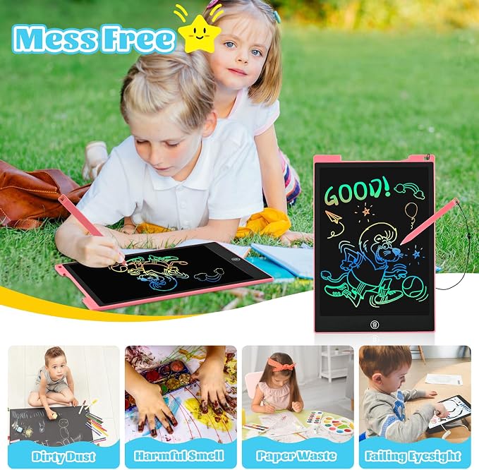 Kids Travel Essential 12 Inch LCD Writing Tablet for Kids, 2 Pack | Toys for Ages 3-8, Preschool Classroom Must Haves, Electronic Drawing Board, Birthday Gifts for Boys & Girls