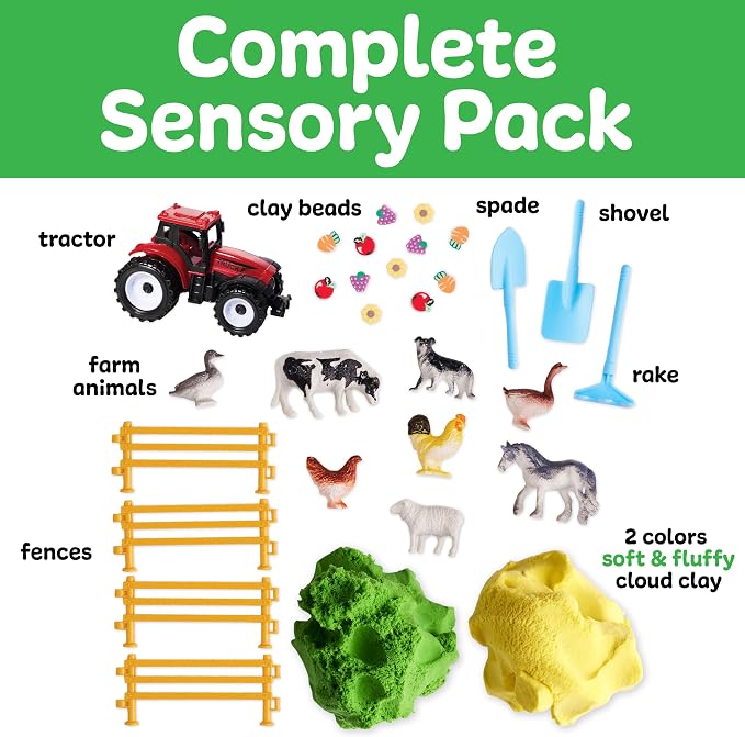 Creativity for Kids Sensory Pack: Farm, Sensory Toys for Toddlers, Pretend Play Farm Animals for Kids, Toddler Travel Toys & Screen Free Summer Supplies (Ages 3+)