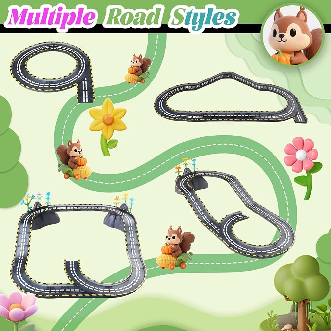 SKTMYY 153PCS Magnetic Tiles Road Set with Toy Car & Flowers Building Toy, Magnet Tiles for Kids, Magnetic Building Blocks, STEM Toy Gift for Boys and Girls, Garden Track Themed