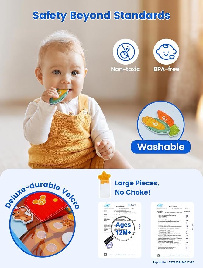 BizyKoady Montessori Busy Book for Toddlers 1-3, Felt Busy Board Dog Theme | Montessori toys, Learning activity, Travel toys, Fine motor, Independent quiet play, Soft felt, Boy Girl gift