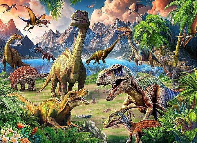 Dinosaur World 100 Piece Puzzle for Kids Ages 5-8 - Children's Learning Educational Toy Gift for Girls 5-10 Years Old (15" X 10")