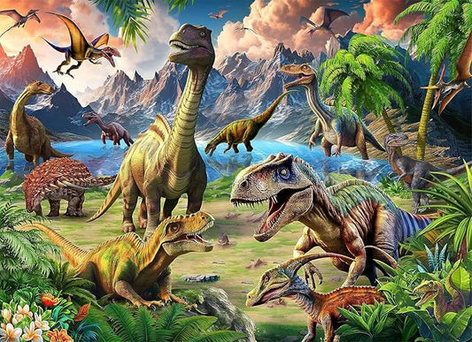 Dinosaur World 100 Piece Puzzle for Kids Ages 5-8 - Children's Learning Educational Toy Gift for Girls 5-10 Years Old (15" X 10")