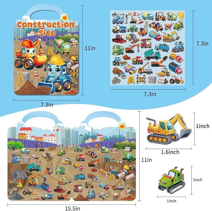 Kalysky 12 Set (650pcs) Reusable Sticker Books for Toddlers 2-4 1-3, Kids 3D Puffy Sticker Activity Books, Birthday Party Favors Goodie Bags Stuffer