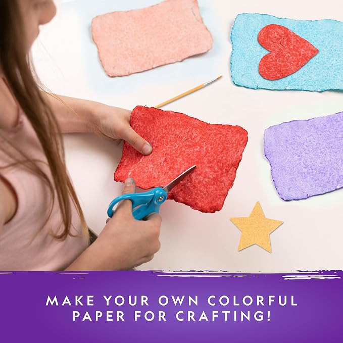 National Geographic Paper Making Arts and Crafts Activity Kit for Kids | Make and Decorate 10 Paper Sheets, Wooden Screen Mold, Paints and Craft Supplies, Scrapbooking, Creative Art Activity