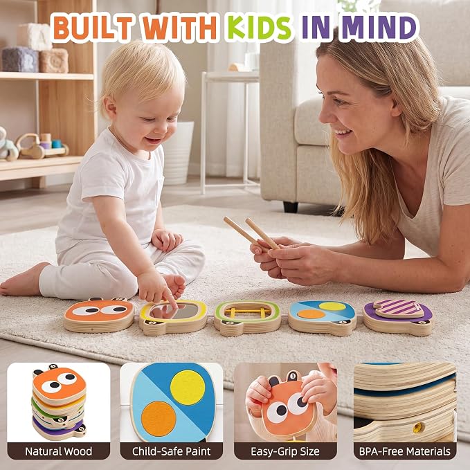 Montessori Busy Board for Toddlers 1-4 Year Old, Wooden Sensory Fidget Activity Board for Baby Boys Girls 1+ Year Old, Preschool Travel Toys for Airplane/ Car, Educational Learning Gift ADHD/ Autistic
