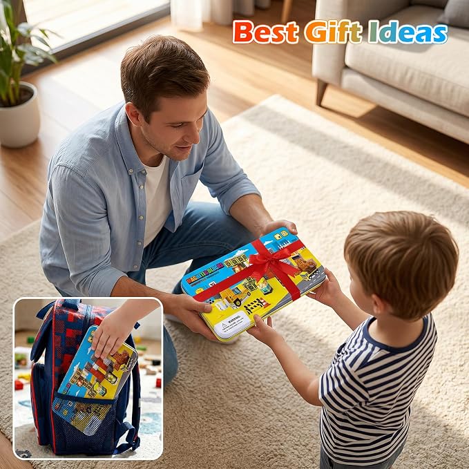 45PCS Magnetic Blocks for Kids with Portable Iron Box Construction | Mini Cubes, Travel Essentials for Airplane, Car, Ride Road Trip, STEM Learning Toy Gift Idea for Toddlers Boys, Girls Ages 3+