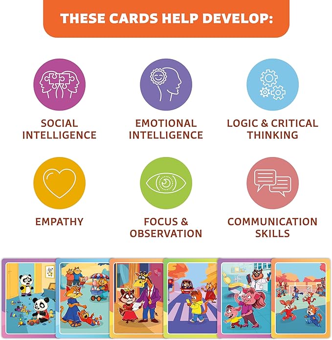 Who What Why Conversation Cards for Kids, Speech Therapy Materials, Ages 4+ | Educational game, social skills flash cards, emotional regulation tool, sequencing activity, therapy toy, learning resource