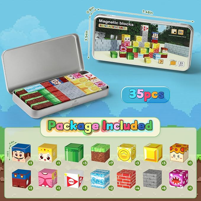 Magnetic Building Blocks for Kids 3-8, STEM Travel Toys with Storage Box | Montessori Educational Toys, Free Play & Easy Storage, Creativity & Imagination, Birthday & Christmas, Gifts