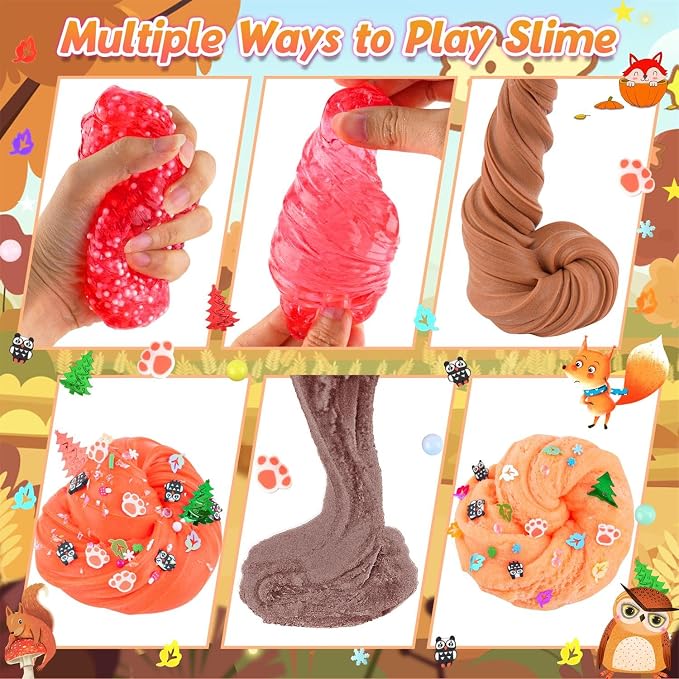 LAWOHO 6-Pack Forest Animal Slime Kit for Kids, Clear Butter Cloud Gift Set | Animal add-ins, 360ml total, party favors, goodie bag stuffers, Easter basket fillers and sensory toys for kids ages 4-10