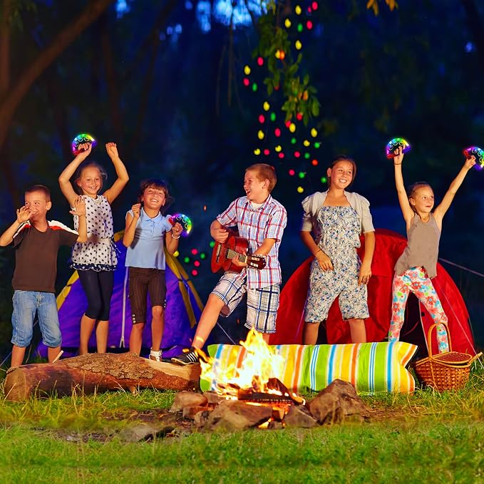 Aywewii LED Tambourines 6 Pack, Light Up Musical Toys Party Supplies | 3 Flashing Modes (Fast, Slow & Alternating), Instruments for Toddler Adult, Sensory Toys for Kids with Autism & Special Needs