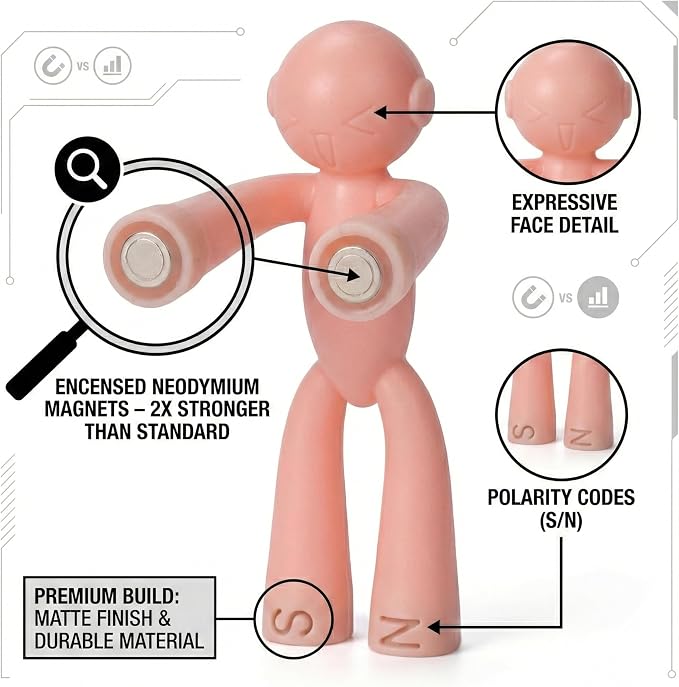 MAGMEN Magnetic People Figures-10 Pc Kids Magnet Men Travel Toy Characters | 3 in. poseable fidgets, magnets securely embedded. Quiet car and desk play. Party favors. w/metal play tin