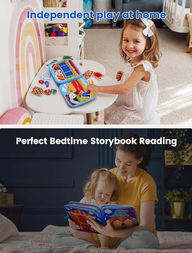 BizyKoady Montessori Busy Book for Toddlers 1-3, Felt Busy Board Dog Theme | Montessori toys, Learning activity, Travel toys, Fine motor, Independent quiet play, Soft felt, Boy Girl gift