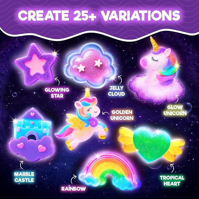 Doctor Jupiter Glow in The Dark - Unicorn Soap Making Kit for Kids Ages 6+ | Unicorn Toys, Birthday Gift Ideas for Girls 6,7,8,9,10 Year Olds, Science Kits for Kids Ages 5-7-8-12, STEM Toys, DIY Craft