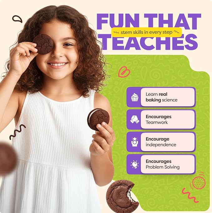 Baketivity Whoopie Pie Kids Baking Kit with Pre-Measured Ingredients | DIY Activity Kit Featuring Easy Recipe, Family Fun, and Delicious Homemade Treats Gift Idea for Boys and Girls Ages 4-12