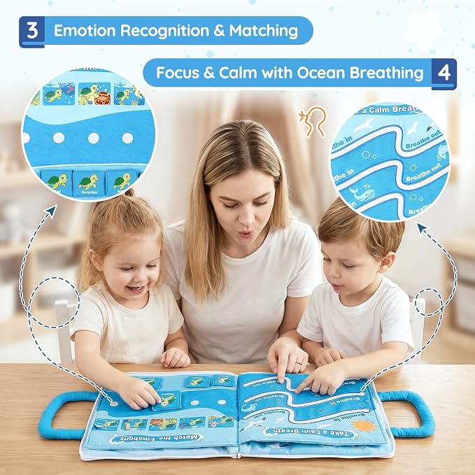 Weighted Calming Book for Kids, Sensory Toys for Calm Down, Stress, Anxiety | 6-in-1 Quiet Book for Sensory Needs, Removable & Washable Sensory Lap Pad, Calm Down Corner Supplies for Autism, ADHD & SPD