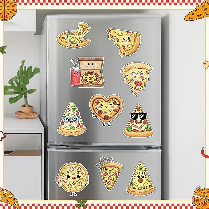Pizza Coloring Arts Craft Kits - 30Pcs Pizzas Themed Color Your Own Magnets for Kids Delicious Pizza Blank DIY Coloring Magnets for Summer Holiday Party Fridge Refrigerator Classroom Activities Decors