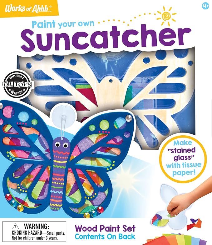 Craft Set - Suncatcher Classic Wood Paint Kit - Premium Quality, Educational, and Fun Activity for Kids and Families - Great Gift Idea for Holidays, Birthdays, and Everyday Playtime