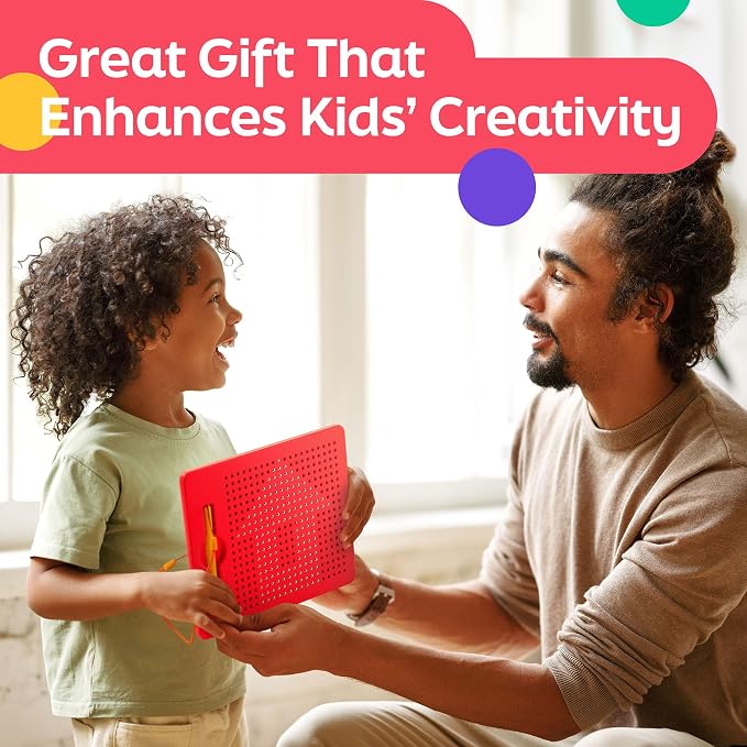 Magnetic Drawing Board for Kids & Toddlers, Airplane & Car Ride Activities | Magnetic Tablet Toy with Beads & Stylus Pen, Travel Toys for Toddlers, Road Trip & Flight Activity, Gift for Boys & Girls