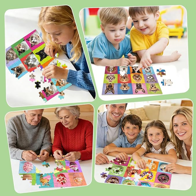 Puzzles for Kids Ages 4-6 6-8 8-10 Year Old, 4 Packs 100 Piece Dogs Cats Cupcakes Donuts Educational Jigsaw Puzzles, Learning Educational Kid Jigsaw Puzzles Gifts for Girls and Boys