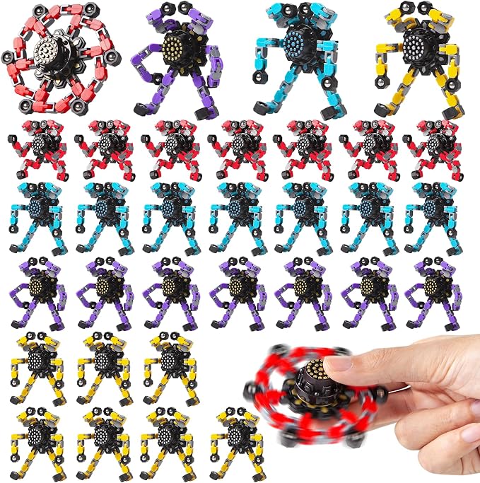 32 Pcs Party Favors for Kids 8-12, Treasure Box Toys for Classroom Prizes, Transformable Fidget Spinners Bulk, Goodie Bag Stuffers for Boys and Girls, Pinata Fillers, Sensory Toys