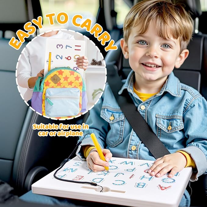 GAMENOTE Magnetic Letter Number Board Double Sided, ABC 123 Tracing Set | 2 in 1 alphabet numbers tracing board, uppercase lowercase ABC 123, math learning, educational toy for toddlers kids