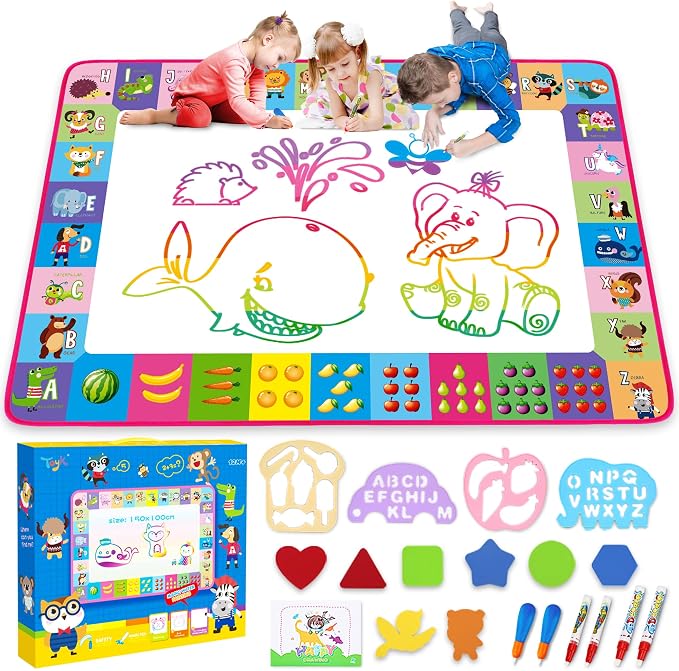 Water Doodle Mat - Kids Painting Drawing Board, Gift Toy for Ages 3-12 Pink | Great Water Doodle Mat - Kids Painting Drawing Board Toy, Color Magic Pens Gift Set for Ages 3-12 Girls Boys Toddlers
