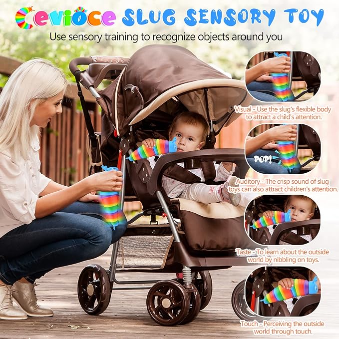 Cevioce Fidget Slug Toy, Sensory Slug Fidget Toys for Kids & Adults, 1 PC Autism Sensory Toys for Children Toddlers, Toddler Toys 3+ Year Old, Easter Basket Stuffers Gifts for Kids Boys Girls E